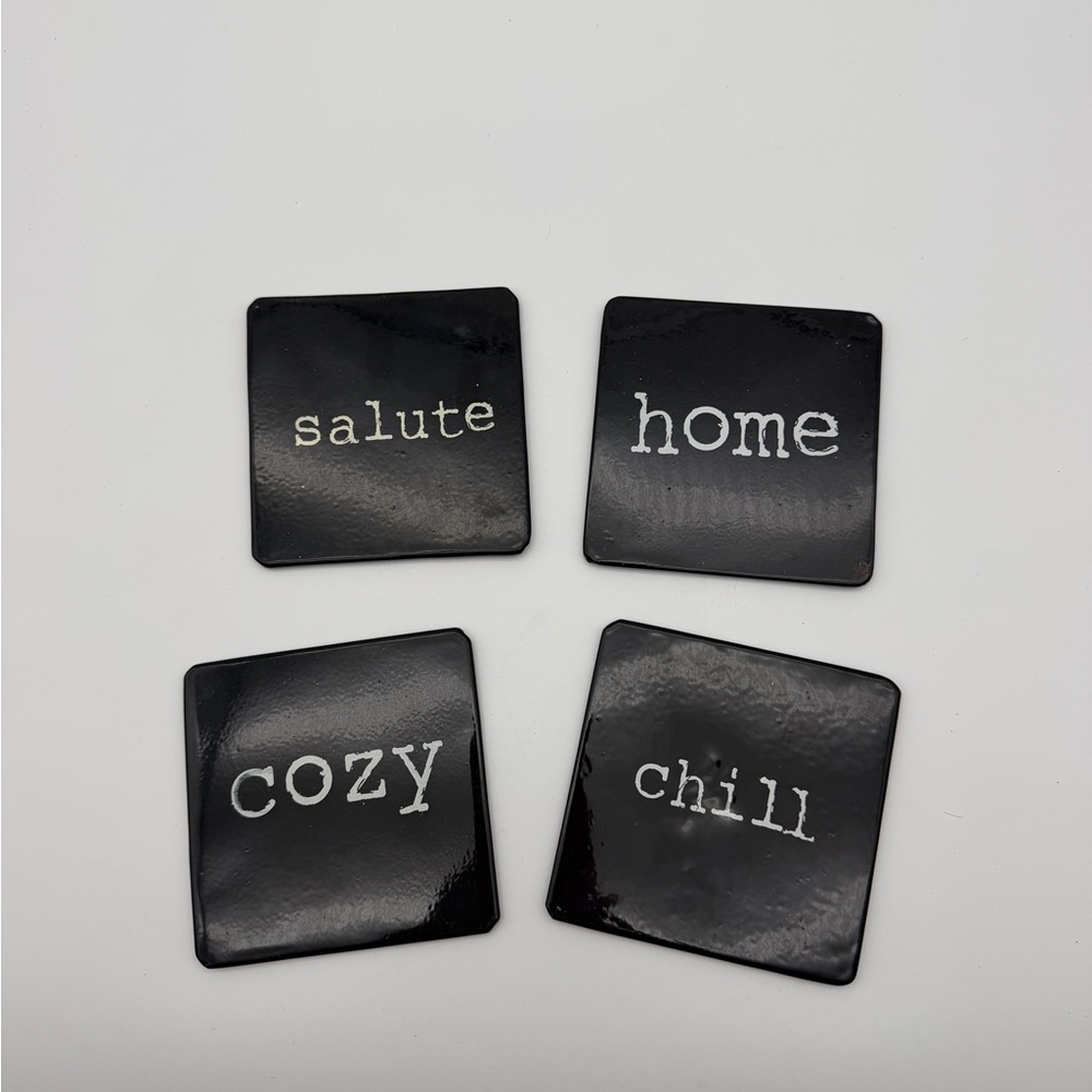 Joseph A. Collection‎ Distressed Metal coasters with caddy